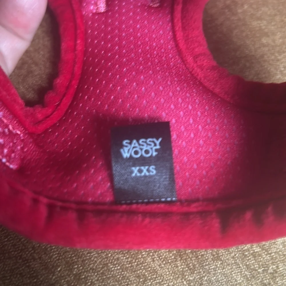 New Sassy Woof Red Velvet Dog Harness XXS
